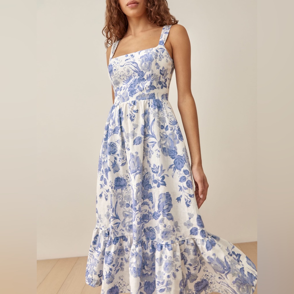 Reformation Bucatini Linen Dress In Lucerne